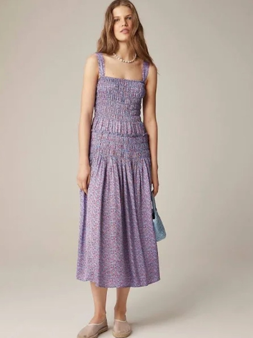 NWT J. Crew Smocked Midi Dress